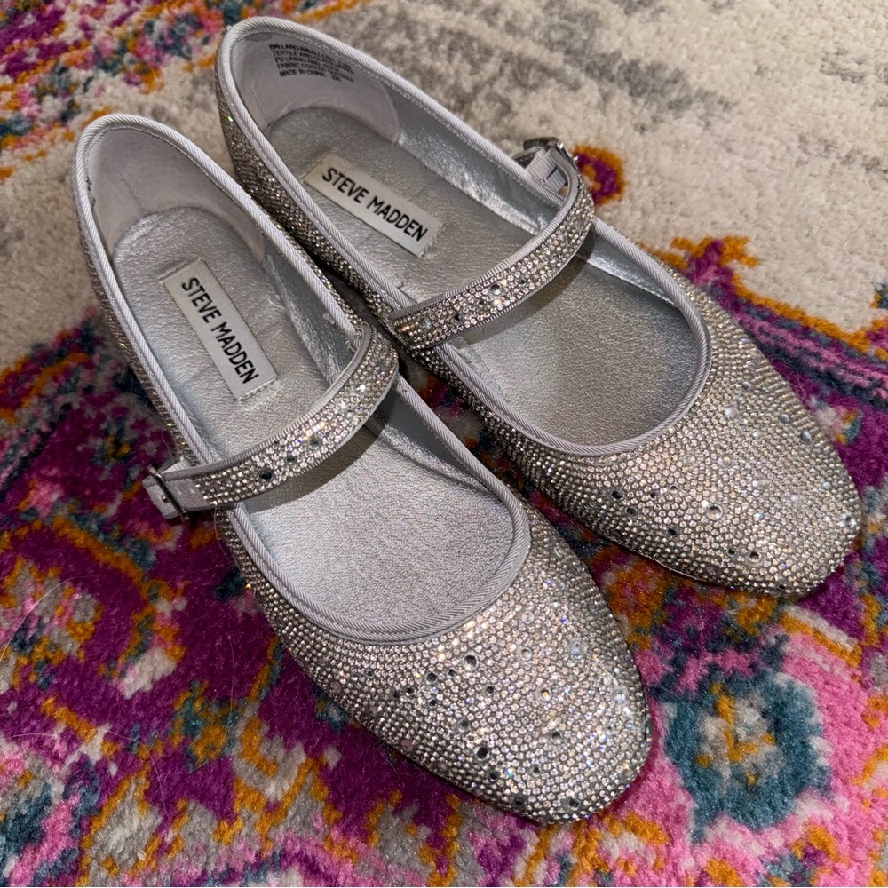 Steve Madden Silver Rhinestone Ballet Flats